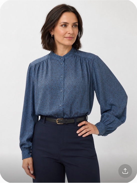 Uniqlo Tops - Uniqlo :C Volume Long Sleeve Blouse XL Leafy Print